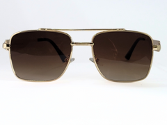 Gucci square sunglasses with a gold frame, gradient brown lenses, and black  Stylish and comfortable.