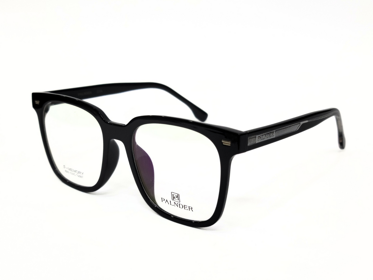 PALNDER Square-Shaped Glasses in Dark Gray/Black Plastic Frame.