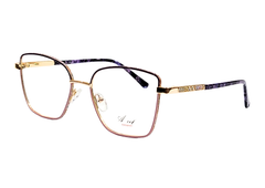 Aref Eyewear – Women’s Geometric Gold Optical Glasses with Purple Marble Temples