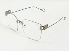 BURBERRY EYEWEAR- Black-Golden-sliver- female-metal Rimless- Square-Wide-Eyewear