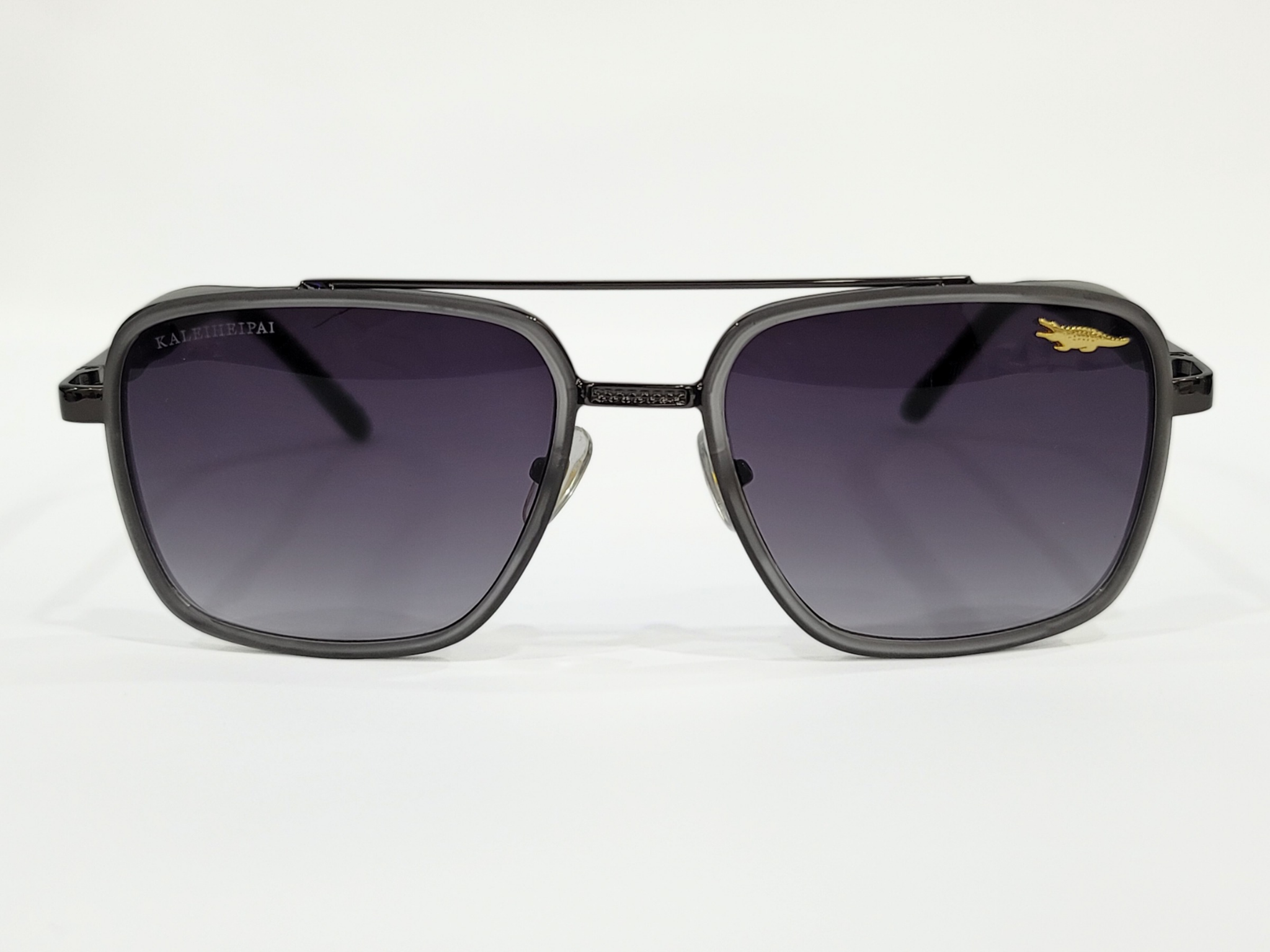 Lacoste Square Double Bridge Black Sunglasses – Gradient Lenses (Unisex)