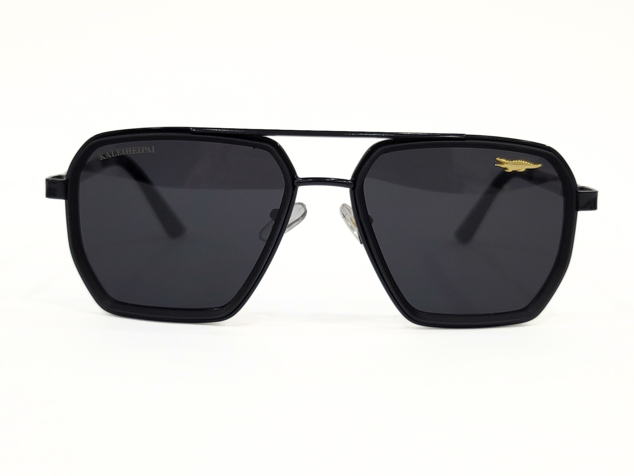 Lacoste Sunglasses – Model 0803, Black Geometric Aviator, Gradient Lens