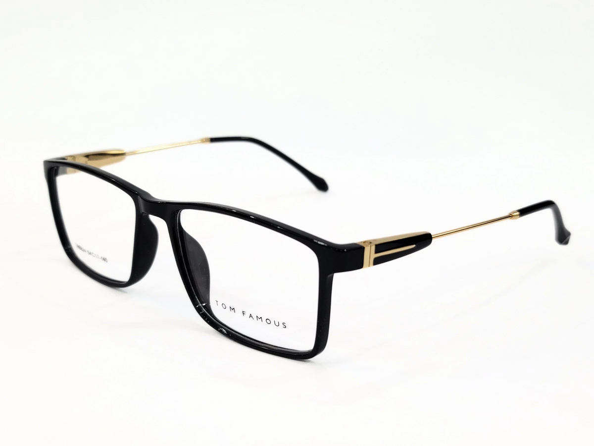 TOM FAMOUS Black Golden Rectangular Glasses (Unisex) - TR6824