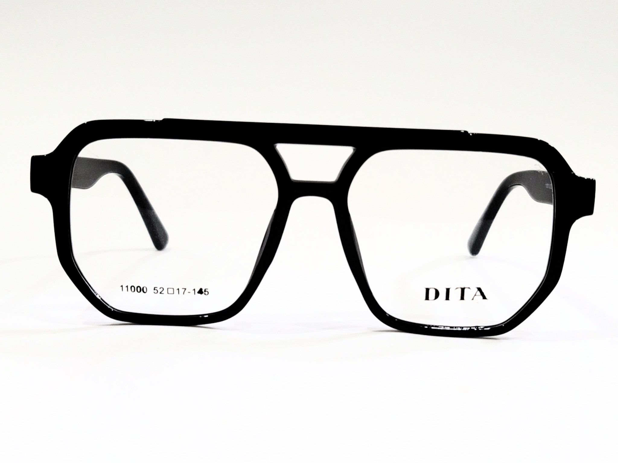 DITA eyeglasses, black , double bridge square  frames, unisex, size 52-17-145.