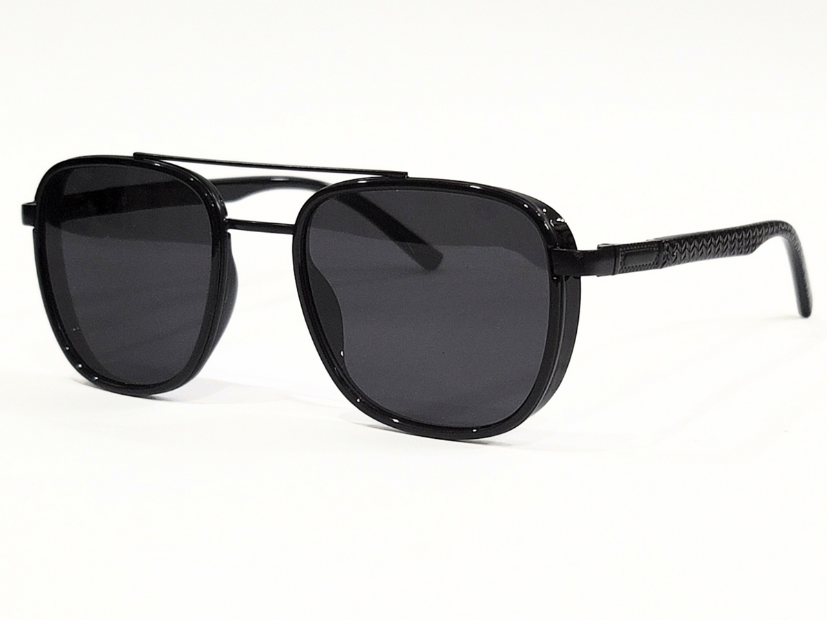 Designer Sunglasses Black Square Aviator  for Men and Women, Modern Design with Dark Lenses