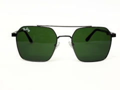 Ray-Ban Black - Sunglasses for Men - Women - Dark Green Tinted Lenses, Metal Frame, Standard Adult Size.