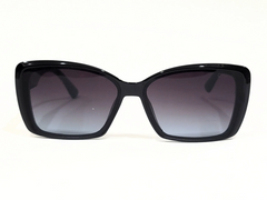 Chanel Black Square Sunglasses with Gradient Lenses and Gold Accents.