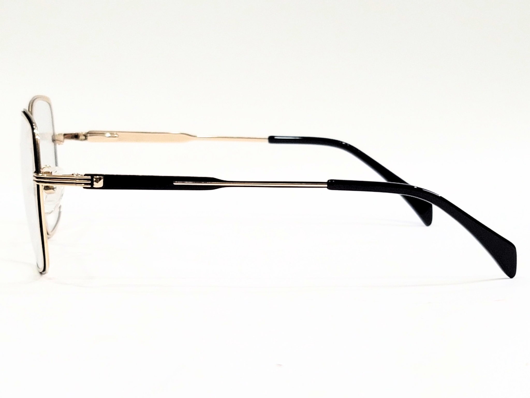 Designer Hexa Eyeglasses – Gold & Black Metal Frame – Unisex – Size 53-17-138 (Model 6076 C2)