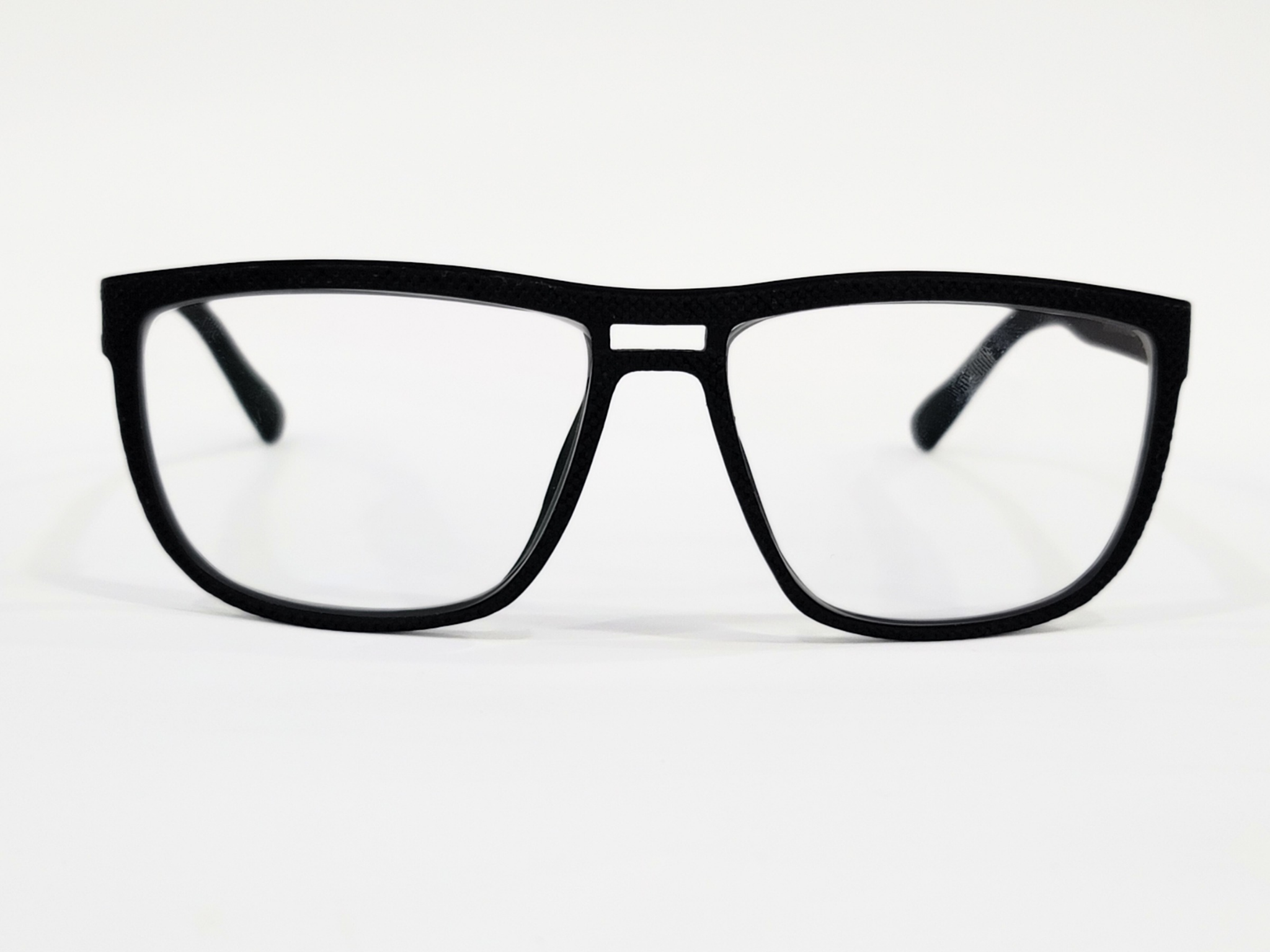 Unisex Rectangular Full-Rim Eyeglass Frame – Black with Red Accents